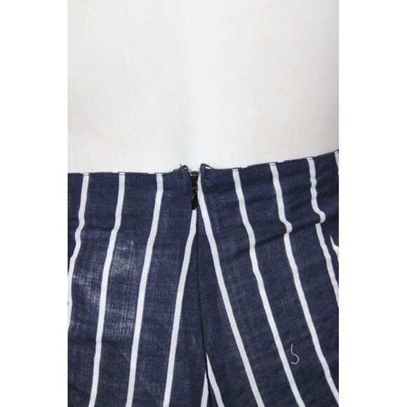Ellelauri Women's Zip Closure Flat Front Straight Leg Linen Pant Stripe Size XS - Picture 4 of 6